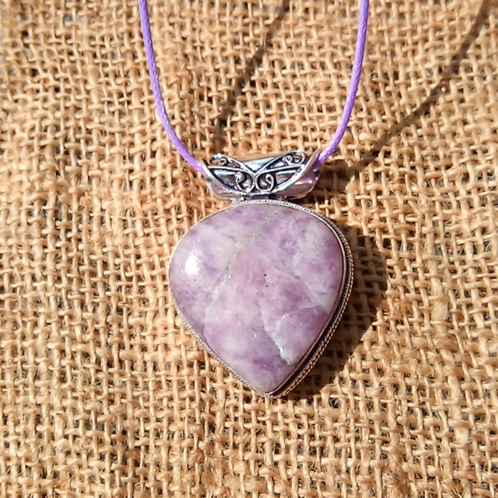 Natural Purple Lepidolite Stone Pendant